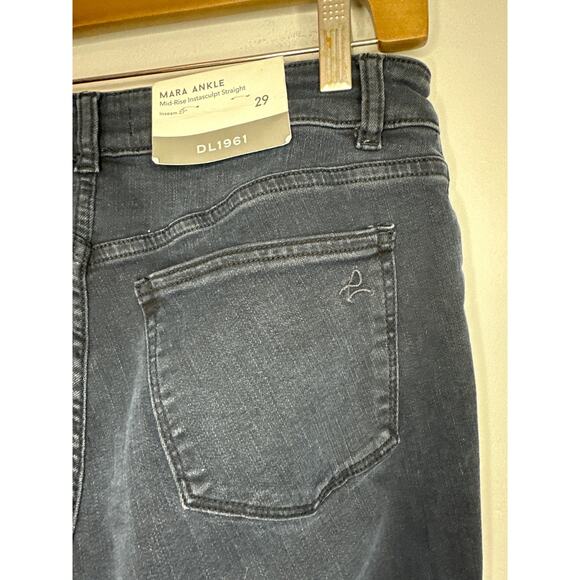 DL1961 NEW Mara Ankle Mid-Rise Instasculpt Straight Jean Stretch Black Size 29 - Picture 5 of 10
